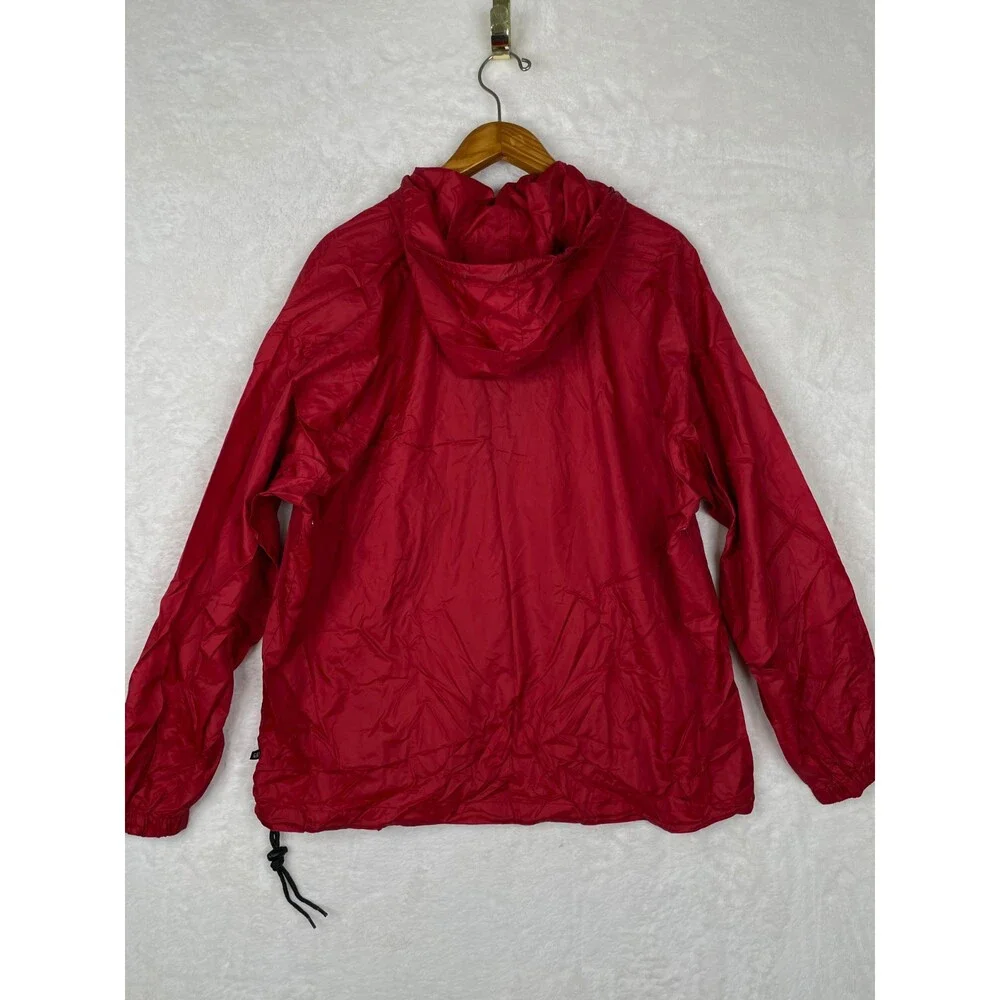 Vintage GAP Anorak Jacket Mens Large Red Nylon Pullover Pockets Rain Hoodie Y2K